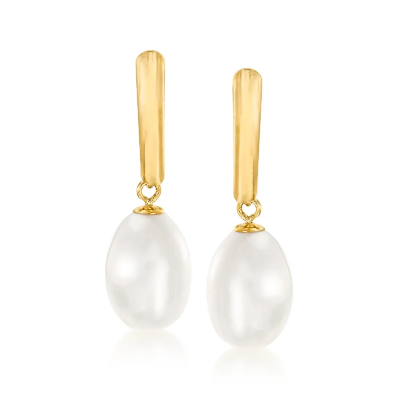 Special Offers On Handcrafted And Designer Jewelry Ross-Simons 8.5-9mm Cultured Pearl Drop Earrings in 14kt Yellow Gold