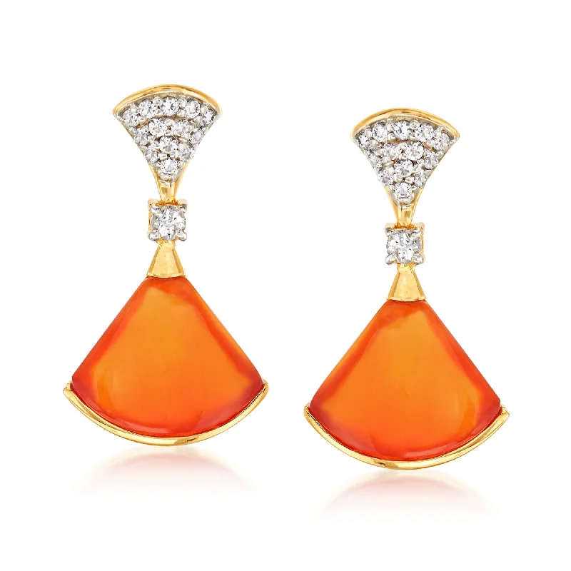 Huge Savings On Premium Jewelry Styles Ross-Simons Carnelian and . White Topaz Drop Earrings in 18kt Gold Over Sterling