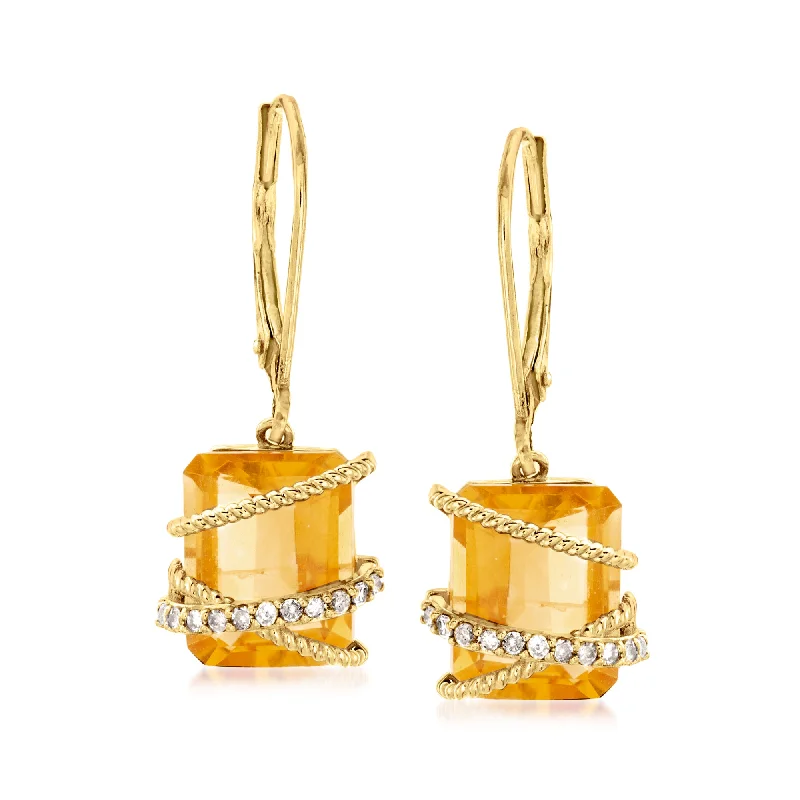 Modern Jewelry At Exclusive Discounts – Shop Today Ross-Simons Citrine and . Diamond Drop Earrings in 14kt Yellow Gold
