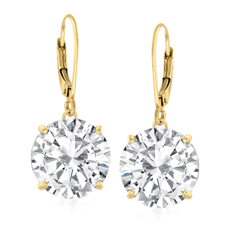 Personalized Jewelry At Special Discount Rates Ross-Simons CZ Drop Earrings in 14kt Yellow Gold