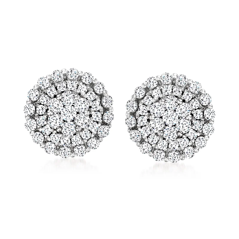 Shop Jewelry That Shines Without The High Price Ross-Simons Diamond Cluster Earrings in 14kt White Gold