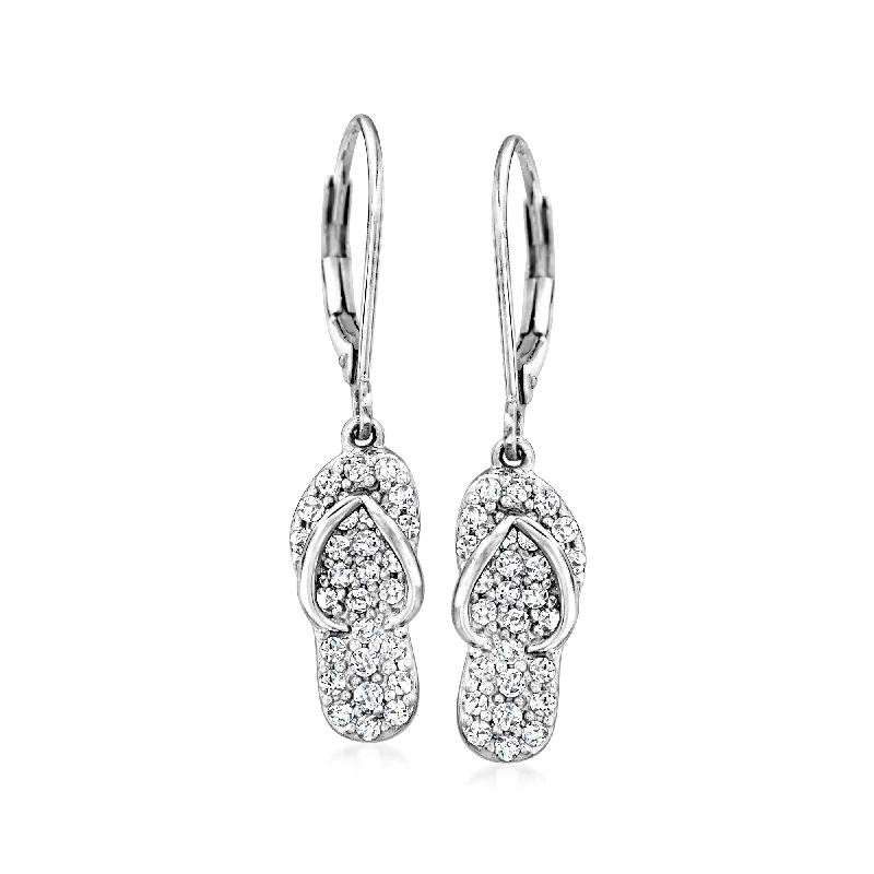 Buy More, Save More On Stunning Jewelry Designs Ross-Simons Diamond Flip-Flop Drop Earrings in Sterling Silver