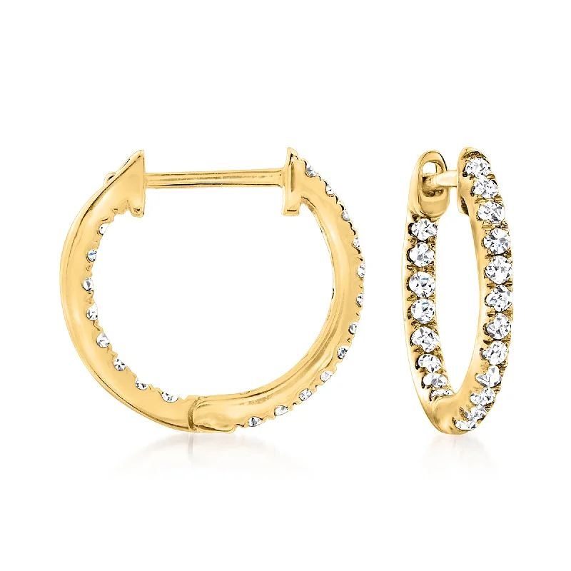 Shine In Style – Shop Jewelry Discounts Today Ross-Simons Diamond Inside-Outside Huggie Hoop Earrings in 14kt Yellow Gold