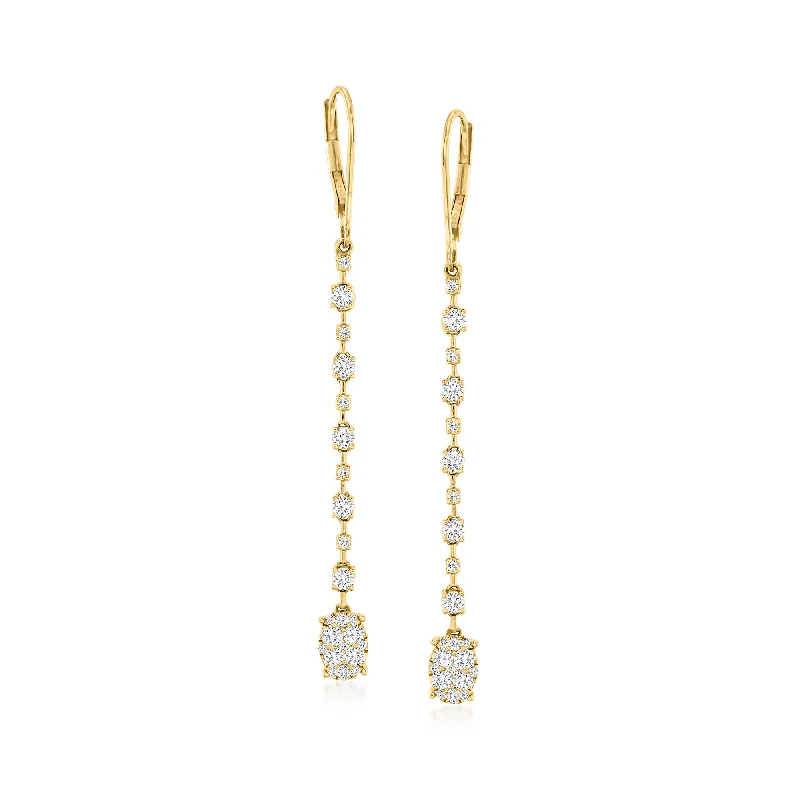 Premium Diamond Jewelry For Unforgettable Moments Ross-Simons Diamond Linear Drop Earrings in 14kt Yellow Gold