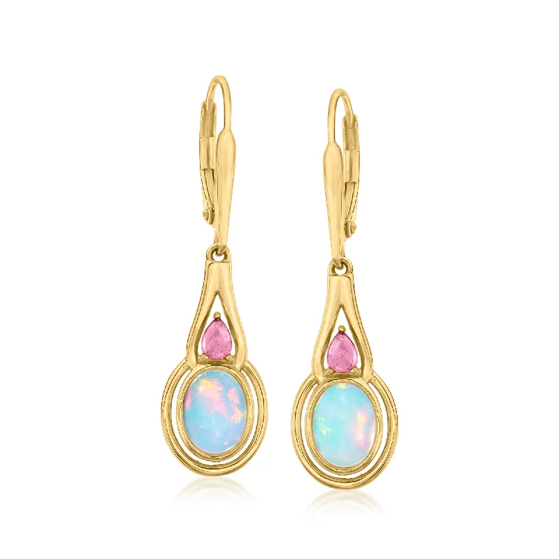 Limited-Stock Jewelry Clearance – Grab Your Favorites Now Ross-Simons Ethiopian Opal and . Pink Tourmaline Drop Earrings in 18kt Gold Over Sterling