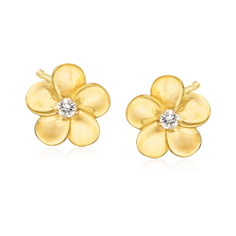 Romantic Heart-Shaped Jewelry For Special Gifts Ross-Simons Flower Earrings in 14kt Yellow Gold