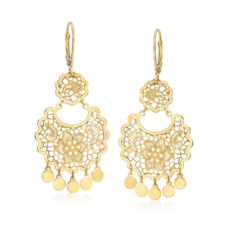 Timeless Elegance At Unbelievable Discounts Ross-Simons Italian 14kt Yellow Gold Filigree Drop Earrings