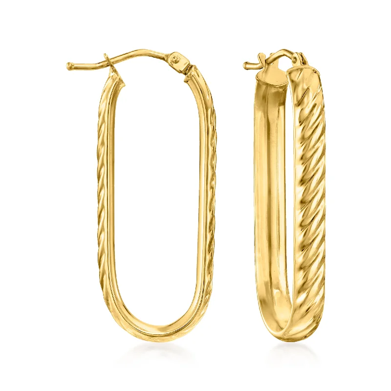 Handmade Pearl Jewelry For Timeless Elegance Ross-Simons Italian 14kt Yellow Gold Twisted Paper Clip Link Hoop Earrings