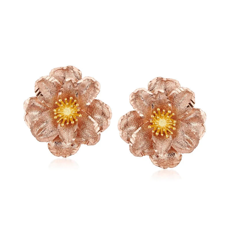 Jewelry Clearance Event – Stock Up Before It's Over Ross-Simons Italian 18kt 2-Tone Gold Flower Earrings
