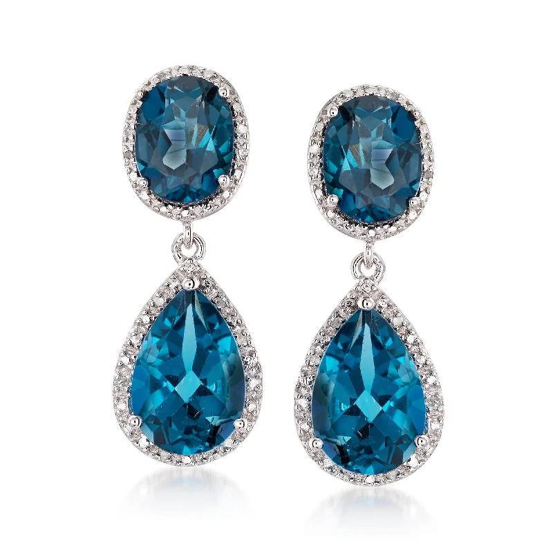 Sparkle On A Budget – Fine Jewelry For Less Ross-Simons London Blue Topaz and . Diamond Drop Earrings in Sterling Silver