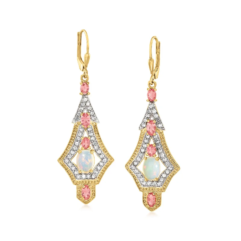The Biggest Jewelry Sale Of The Year Is Here Ross-Simons Opal, Pink Tourmaline and White Topaz Drop Earrings in 18kt Gold Over Sterling