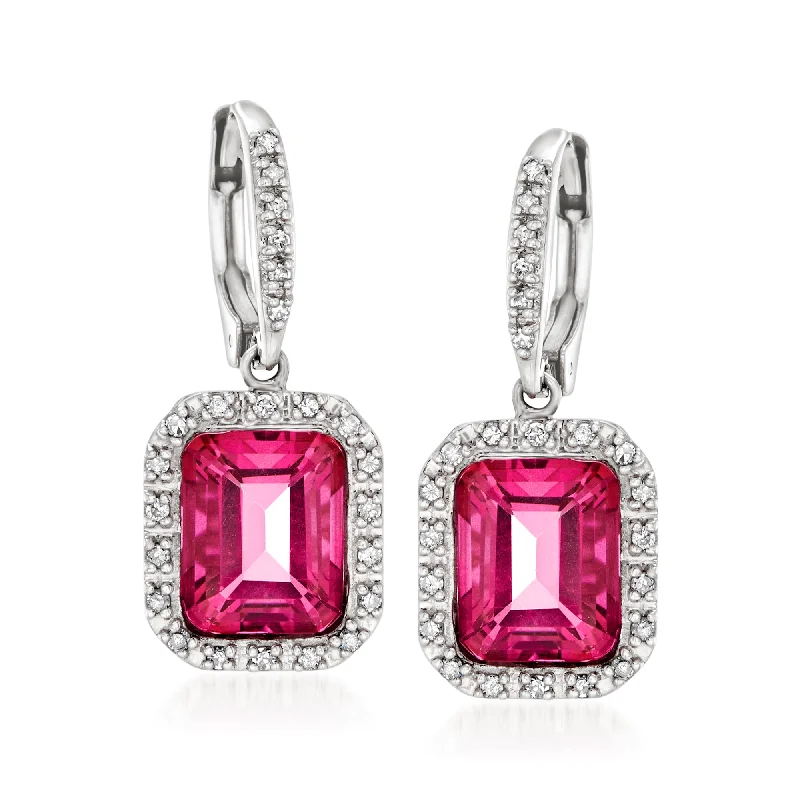 Last Chance To Shop High-End Jewelry At Markdown Prices Ross-Simons Pink Topaz and . Diamond Frame Drop Earrings in Sterling Silver