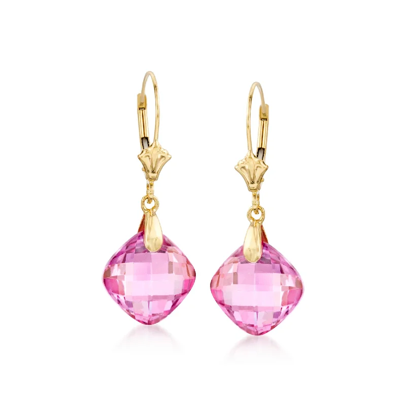 Must-Have Jewelry At Unbelievable Discounts Ross-Simons Pink Topaz Drop Earrings in 14kt Yellow Gold