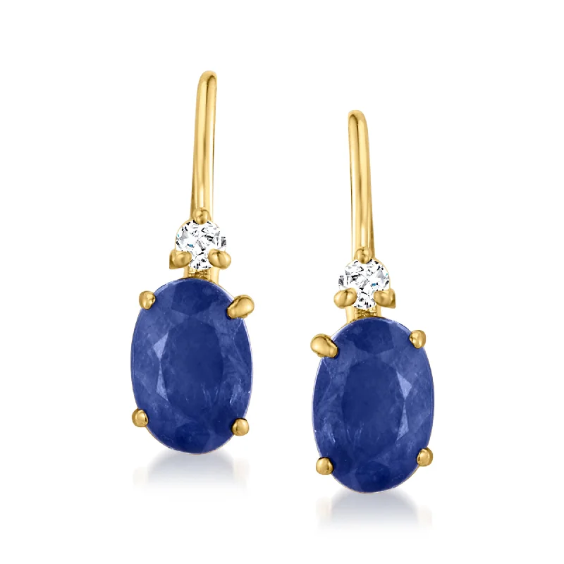 High-End Jewelry, Now More Affordable Than Ever Ross-Simons Sapphire Drop Earrings With Diamond Accents in 14kt Yellow Gold
