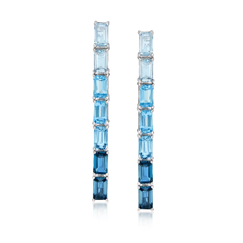 Exclusive Jewelry Sale – Grab Timeless Pieces Now Ross-Simons Sky, Swiss and London Blue Topaz Ombre Drop Earrings in Sterling Silver