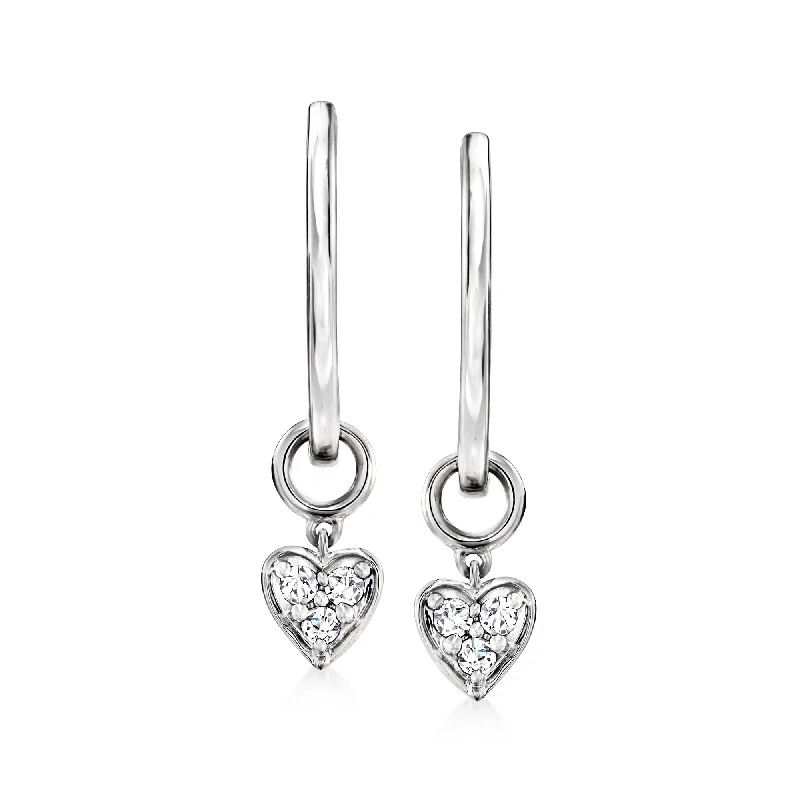 Final Call For Exquisite Jewelry At Reduced Rates Ross-Simons Sterling Silver Hoop Earrings With Removable . Diamond Heart Drops