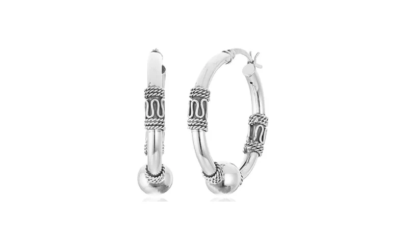 Don't Miss Out On Jaw-Dropping Jewelry Discounts Sterling Silver Balinese Beaded Hoop Earrings