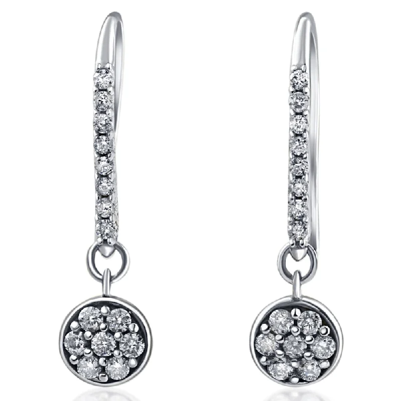Limited Stock On Premium Jewelry At Low Prices VS 3/8ct Diamond Hoops Pave Dangle Earrings 18K White Gold 1" Tall