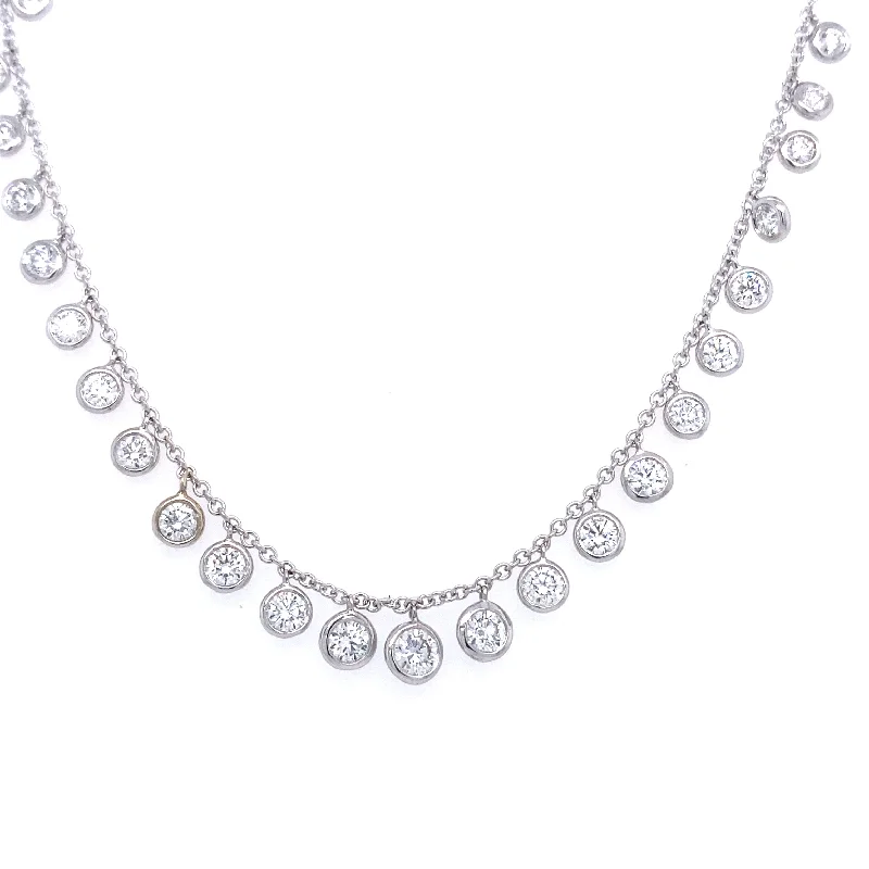 Stunning Statement Jewelry, Unbeatable Discounts 18K White Gold Round Diamond Bezel Station Necklace (3.43ctw)