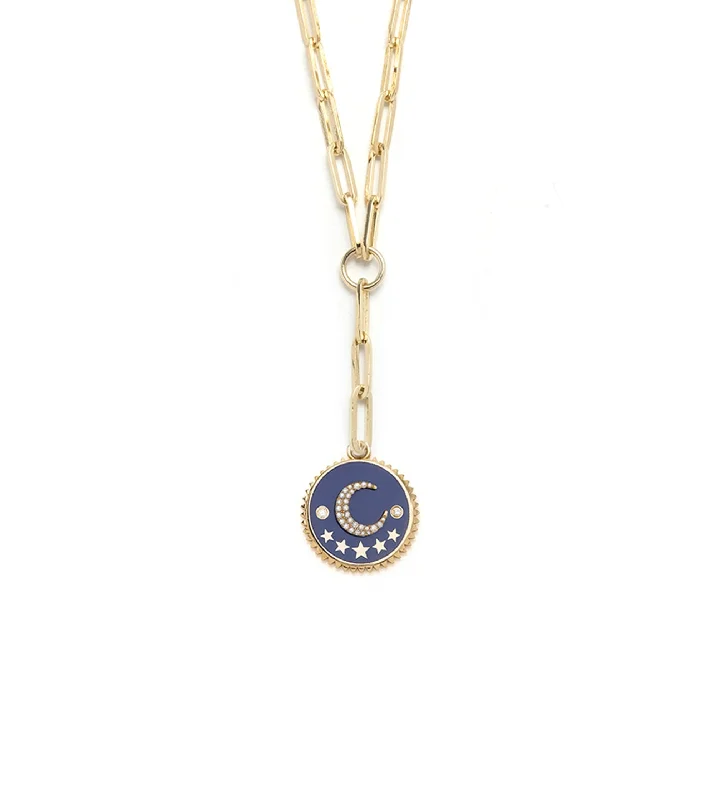 Waterproof Stainless Steel Jewelry For Lasting Beauty Blue Crescent : Champleve Classic Fob Clip Extension Chain Necklace