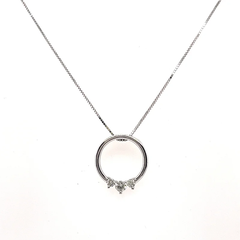 Flash Sale On Elegant Jewelry – Don't Miss Out Bremer Jewelry 10K White Gold Round Shape Diamonds Circle Pendant  (.16ctw)
