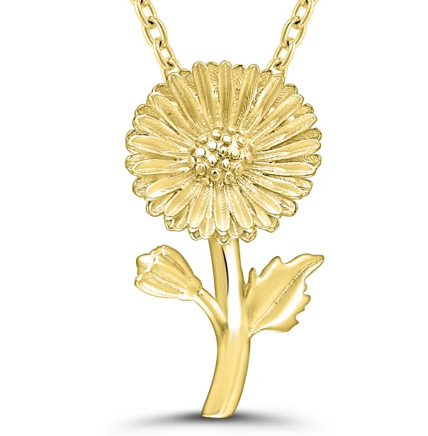 Fashion-Forward Geometric Jewelry For Contemporary Style Bremer Jewelry 925 Yellow Sterling Silver/Gold Plated September Birth Flower "Aster" Necklace