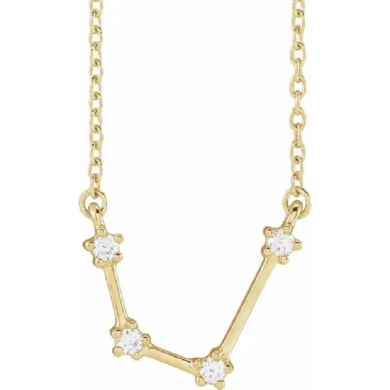 Customized Silver Jewelry For Unique Style My Brightest Star 14K Yellow Gold Aquarius Zodiac Diamond Pendant with a 14K Yellow Gold Cable Link Necklace (0.10ctw)