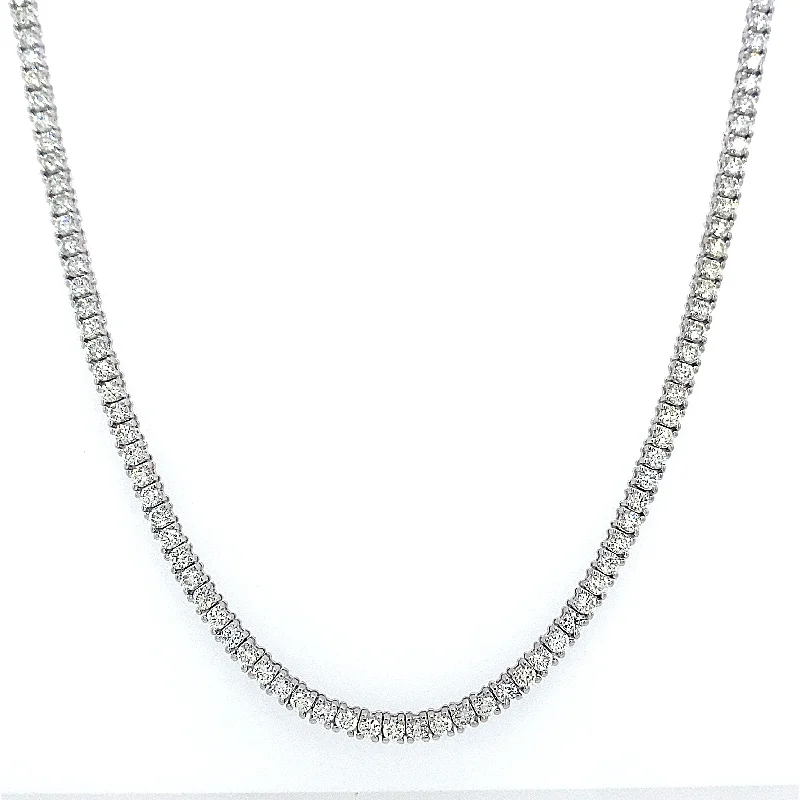 Bohemian-Inspired Jewelry For Free-Spirited Fashion Bremer Jewelry Round Shape Diamond 14K White Gold Riviera Necklace (12.69ctw)