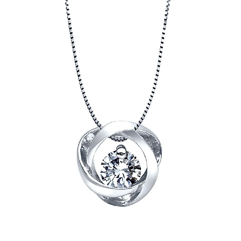 Shop High-Quality Jewelry At Jaw-Dropping Discounts Time and Eternity Sterling Silver Round Shape Diamond Solitaire Pendant with a Sterling Silver Box Necklace (0.14ctw)