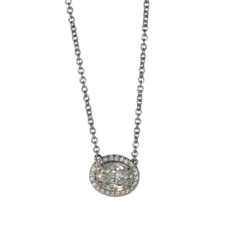 Trending Jewelry Now At Unbeatable Prices 1.14ctw L’Amour Crisscut Oval Diamond Halo Pendant Necklace