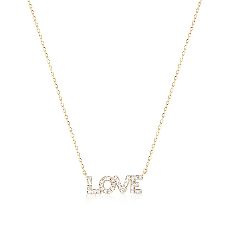 Your Dream Jewelry At Dream Prices – Shop Now Diamond LOVE 14K Yellow Gold Necklace