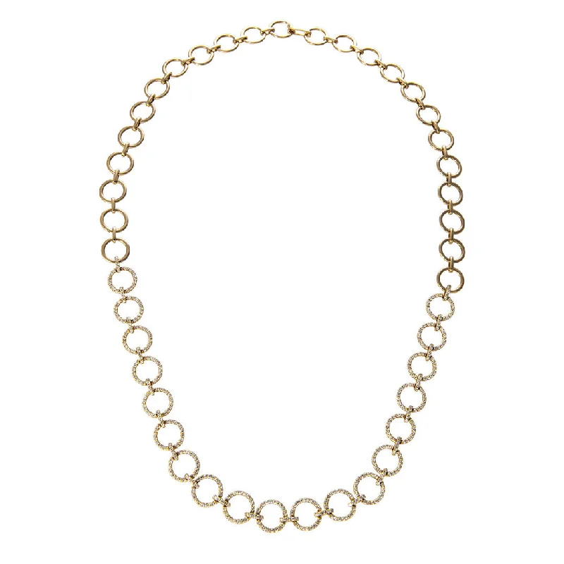 Premium Diamond Jewelry At Once-In-A-Lifetime Discounts Diamond Pavé Circle Link 14K Yellow Gold Necklace