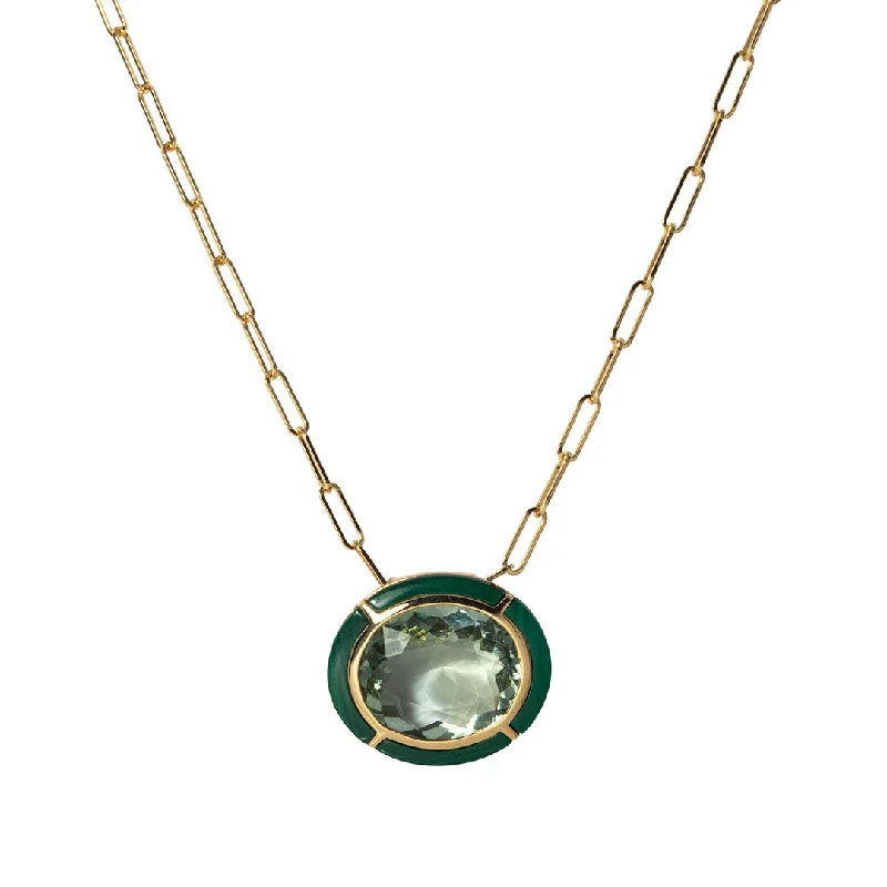 Elegant Jewelry, Exclusive Prices – Shop Now Goshwara Prasiolite & Malachite Inlay 18K Gold Pendant Necklace