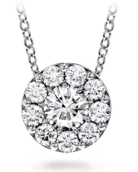 Shop Handcrafted Jewelry At Special Promotional Rates Hearts On Fire 18K White Gold Fulfillment Round Shape Diamond Halo Pendant (.50ctw)