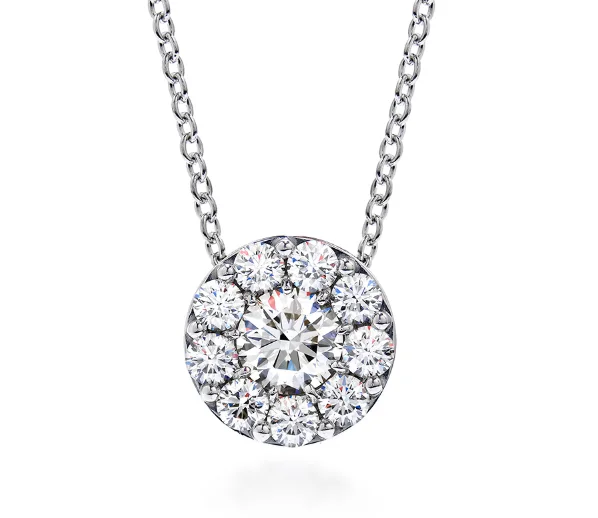 Handcrafted Jewelry Sale – Unique Designs At Low Prices Hearts On Fire 18K White Gold Round Shape Diamond Fulfillment Cluster Pendant (.25ctw)