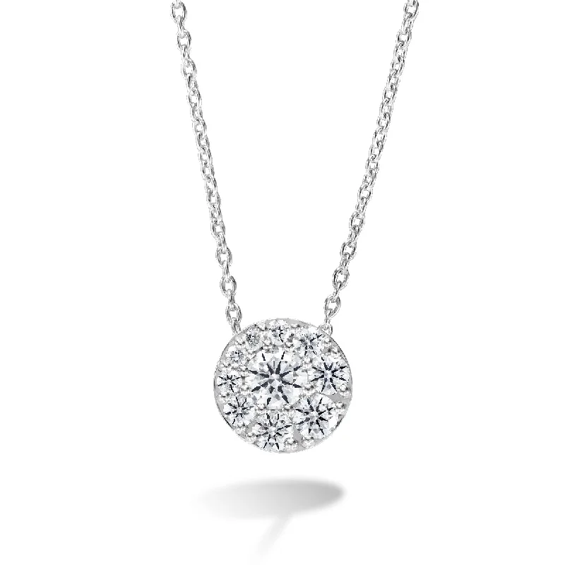 Luxury Handcrafted Jewelry For Elegant Looks Hearts On Fire 18K White Gold Tessa Diamond Cluster Pendant with a 18K White Gold Link Necklace (0.25ctw)