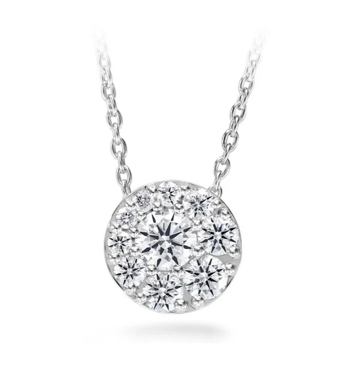 Bestselling Jewelry At Special Promotional Rates Hearts On Fire 18K White Gold Tessa Round Shape Diamond Cluster Pendant with a Cable Link Chain (.76ctw)