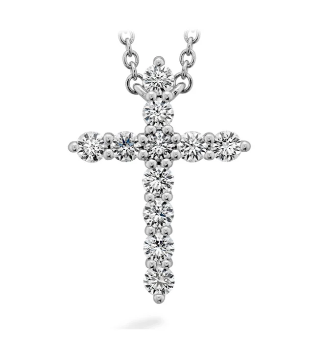 Exclusive Gemstone Jewelry Markdowns – Shop Now Hearts On Fire Signature Cross 18K White Gold Round Shape Diamonds Cross Large Pendant  (.50ctw)