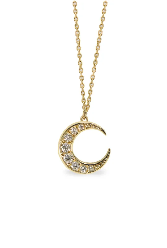 Affordable Luxury Jewelry For Every Occasion Diamond Crescent 14K Gold Necklace w. Diamonds