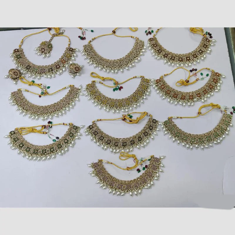 Timeless Jewelry At Special Discount Rates Rani Sati Jewels Gold Plated Crystal Stone And Pearls Necklace Set