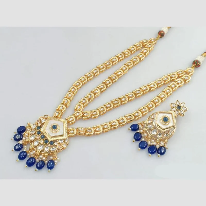 Shop Dazzling Jewelry At The Best Prices Rani Sati Jewels Gold Plated Kundan Stone And Pearl Long Necklace Set