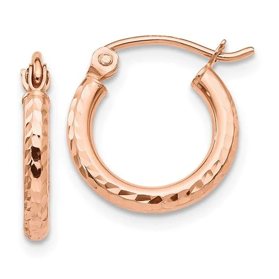 Bestselling Jewelry At Special Promotional Rates 14K R Gold Lightweight Diamond-cut Hoop Earrings
