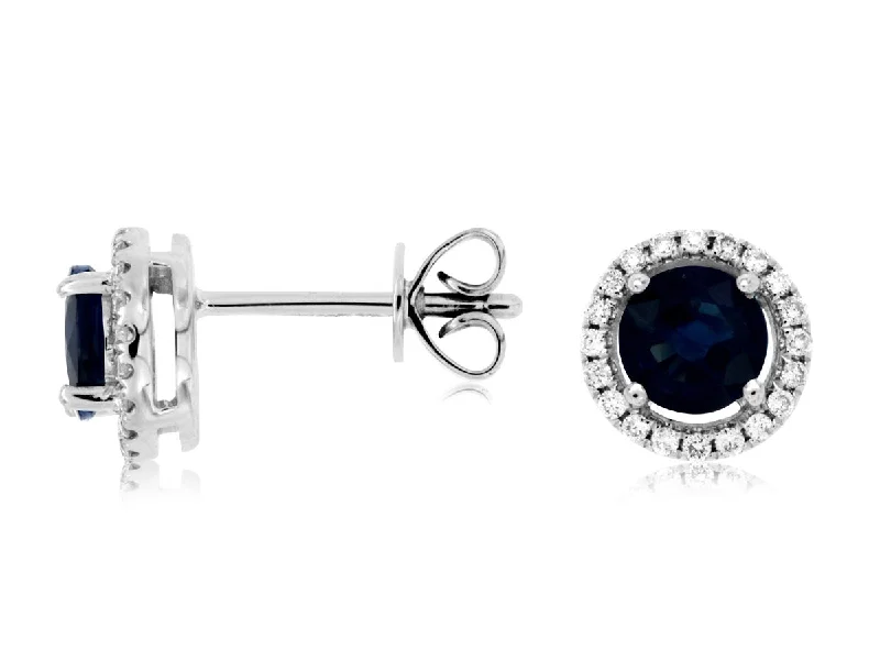 Flash Sale On Stunning Jewelry – Don't Miss Out 14K W Gold 0.15cttw Diamond 1.10cttw Sapphire Halo Earrings