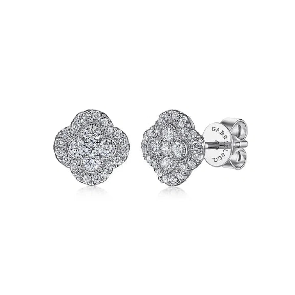 Final Call For Exquisite Jewelry At Reduced Rates 14K W Gold 0.50ctw Diamond Clover Earrings