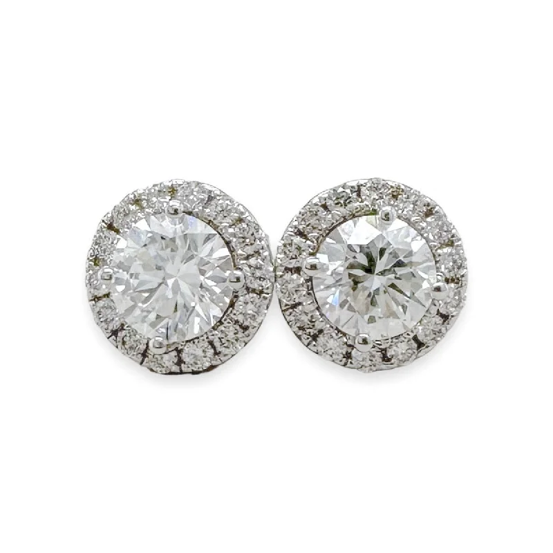 Sparkle On A Budget – Fine Jewelry For Less 14K W Gold 1.29ctw F-G/VS1 Lab-Created Halo Diamond Earrings