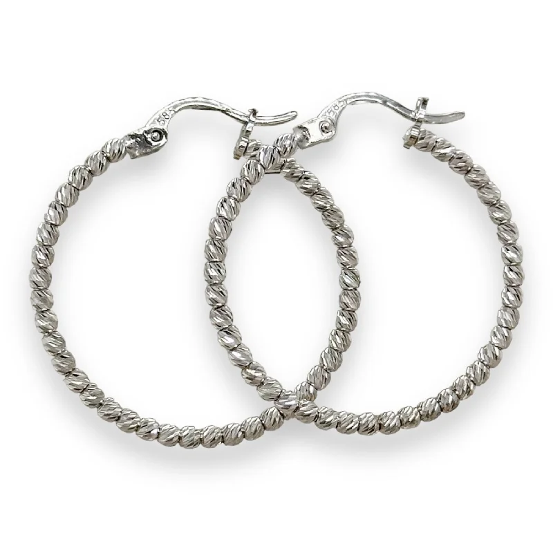 Everyday Jewelry Essentials Now On Sale 14K W Gold 29mm Dia Cut Beaded Hoop Earrings