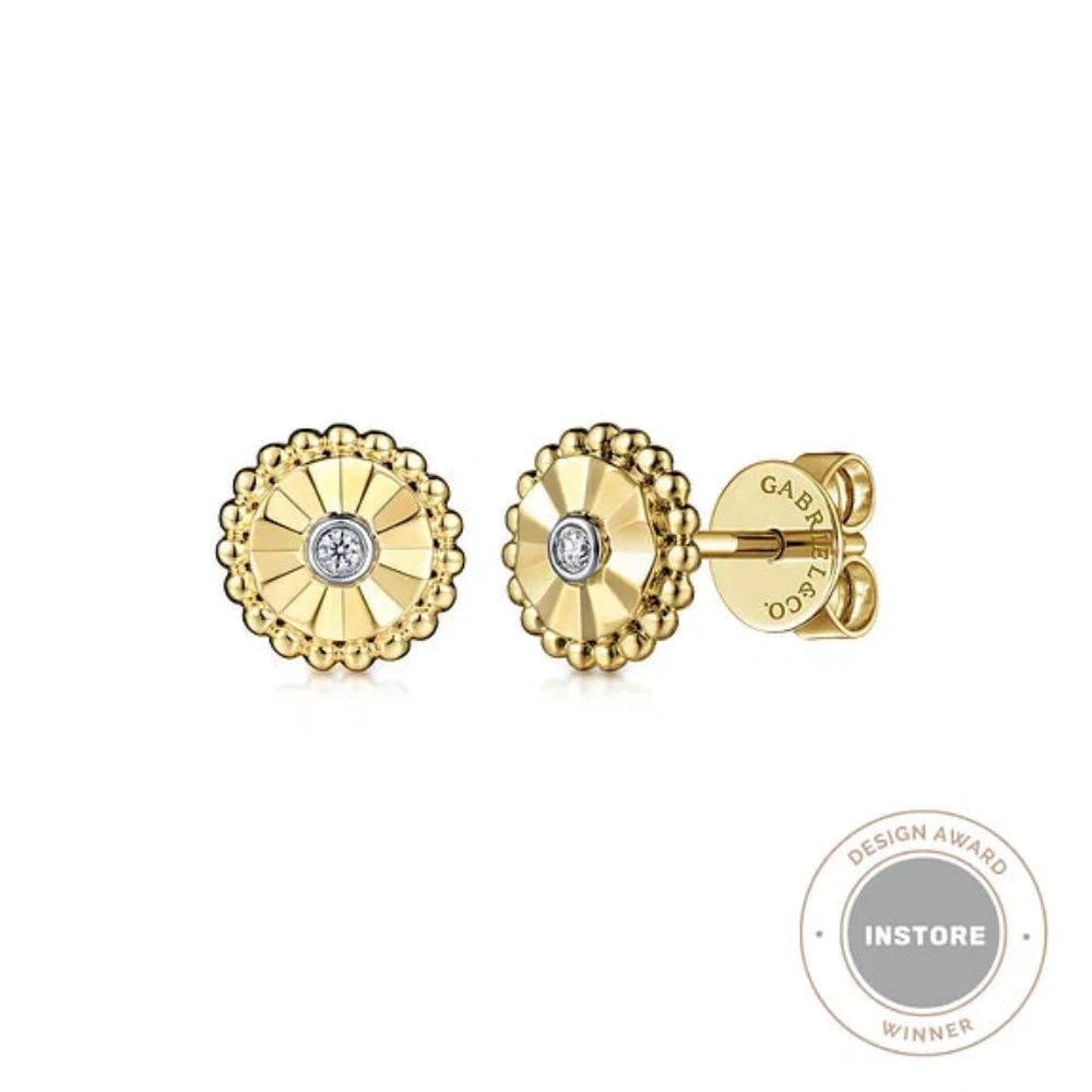 Premium Diamond Jewelry At Once-In-A-Lifetime Discounts 14K Y Gold 0.02ctw Dia Cut Beaded Frame Diamond Earrings