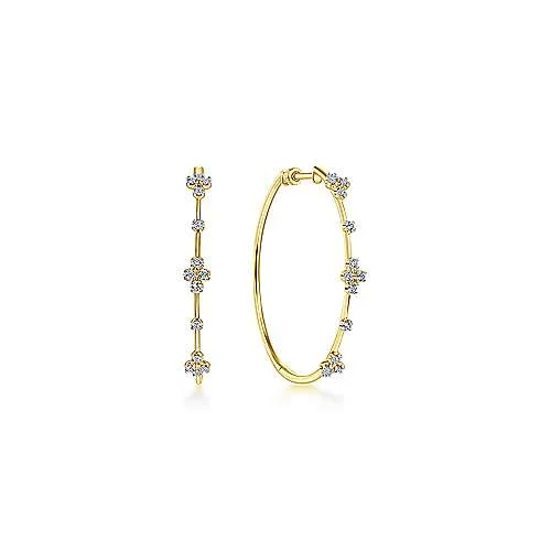 Unmissable Deals On Handmade Jewelry Collections 14K Y Gold 0.13ctw Cluster Diamond Hoop Earrings