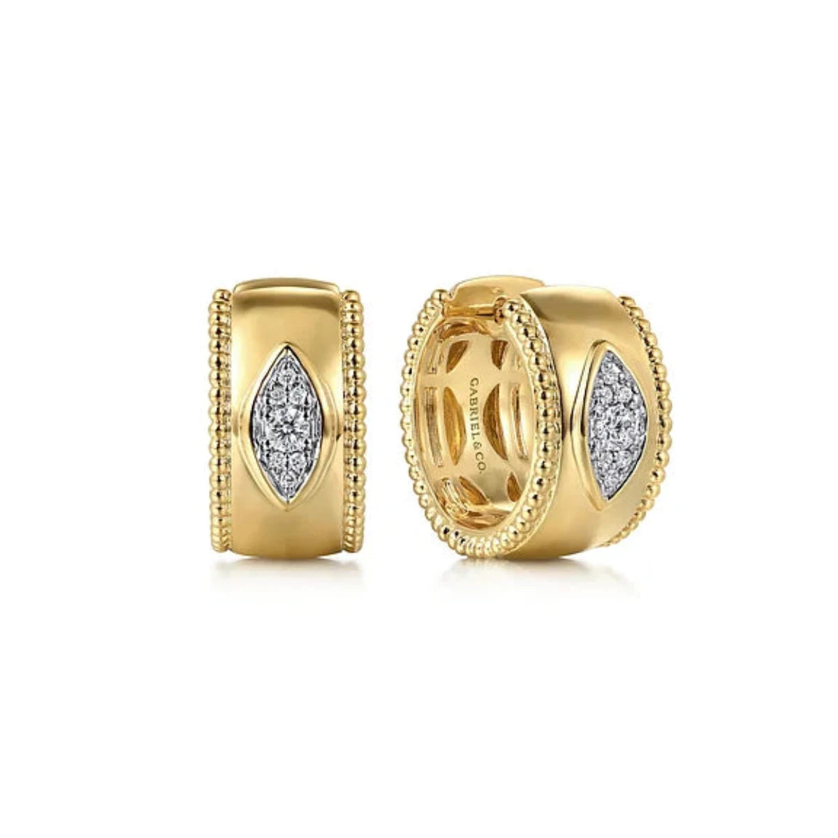 Discover Unique Jewelry With Special Limited-Time Offers 14K Y Gold 0.13ctw Diamond Huggies With Beaded Edges
