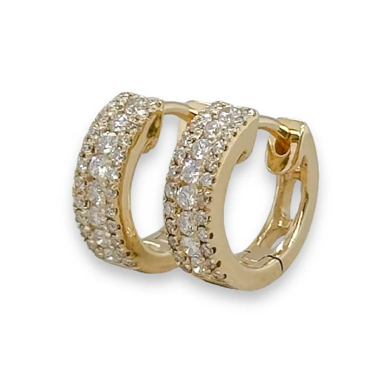 Jewelry Clearance Event – Stock Up Before It's Over 14K Y Gold 0.35ctw Three Row Diamond Hoop Earrings